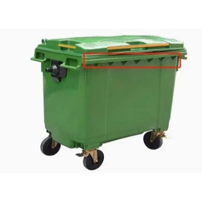 Heavy duty garbage bin with wheels featuring reinforced ribs Heavy duty garbage bin with wheels featuring reinforced ribs